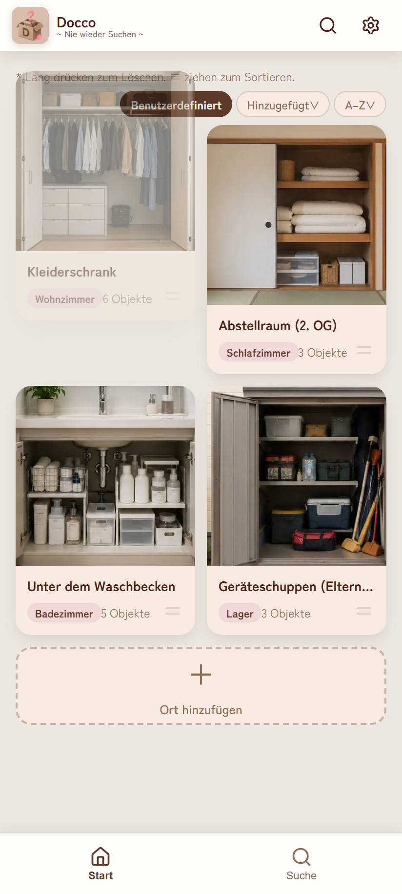 Eine Karte zum Sortieren ziehen